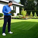 조경 분야에서의 협상 스킬 - Initial Client Consultation**

"A landscape architect in a sunlit backyard, professionally dressed, ...