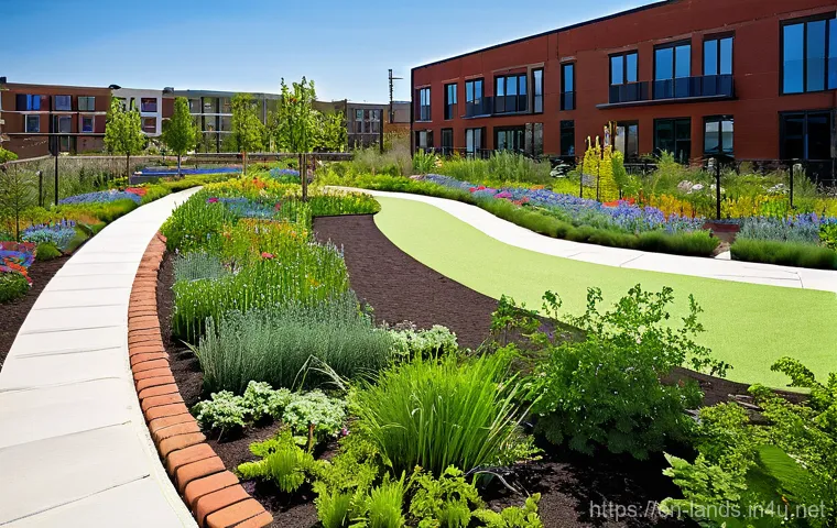 조경과 친환경 설계 사례와 아이디어 - **Urban Oasis of Sustainable Living:** A bustling, vibrant cityscape reimagined with advanced sustai...