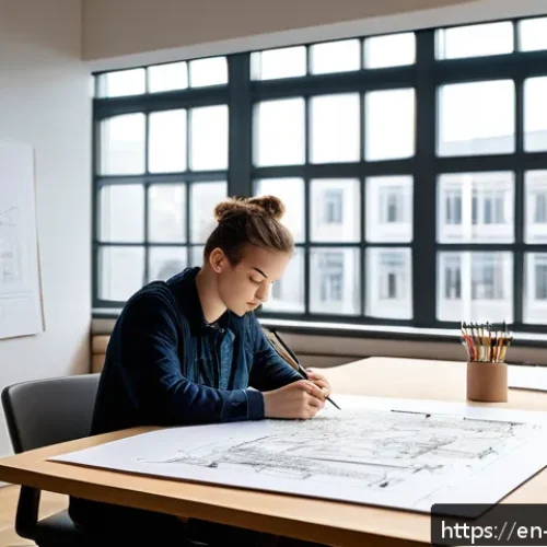Home 31 조경 기사 자격증 실기에서 실패 원인 분석 - A detailed scene of a landscape architecture student sitting at a large drafting table in a bright, ...